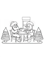 Adorable Santa and Snowman Chilling Christmas Coloring Page by Mindset Flow