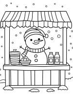Adorable Snowman Serving Treats Coloring Page by Mindset Flow
