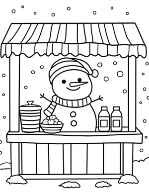 Adorable Snowman Serving Treats Coloring Page by Mindset Flow