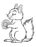 Adorable Squirrel Holding Daisy Flower Flower Coloring Page By Mindset Flow