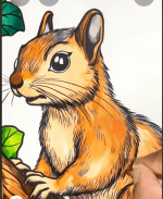Adorable Squirrel Sitting On Tree Branch Adult Coloring Page-HowToVideo