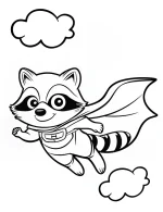 Adorable Superhero Raccoon Flying Coloring Page By Mindset Flow