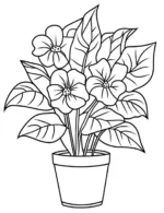 Adorable Wooden Planter with Leaves Coloring Page