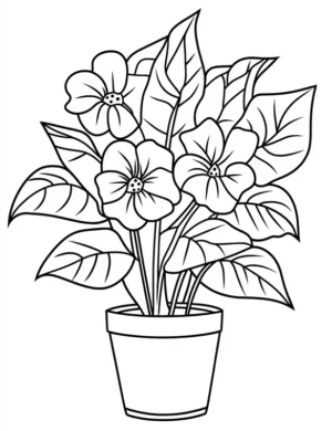 Adorable Wooden Planter with Leaves Coloring Page