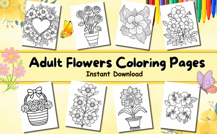 Adult Flowers Coloring Pages by Mindset Flow