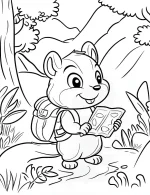 Adventurous Chipmunk Exploring with Map Coloring Page by Mindset Flow