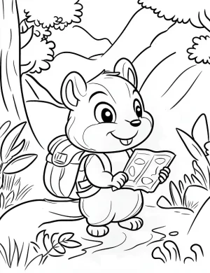 Adventurous Chipmunk Exploring with Map Coloring Page by Mindset Flow