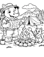 Adventurous Rhino Camper Coloring Page By Mindset Flow