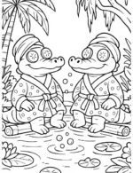 Alligators in Swamp Spa Coloring Page by Mindset Flow