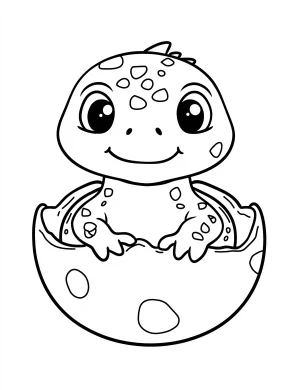 Amazing Baby Dinosaur Hatching from Egg Coloring Page