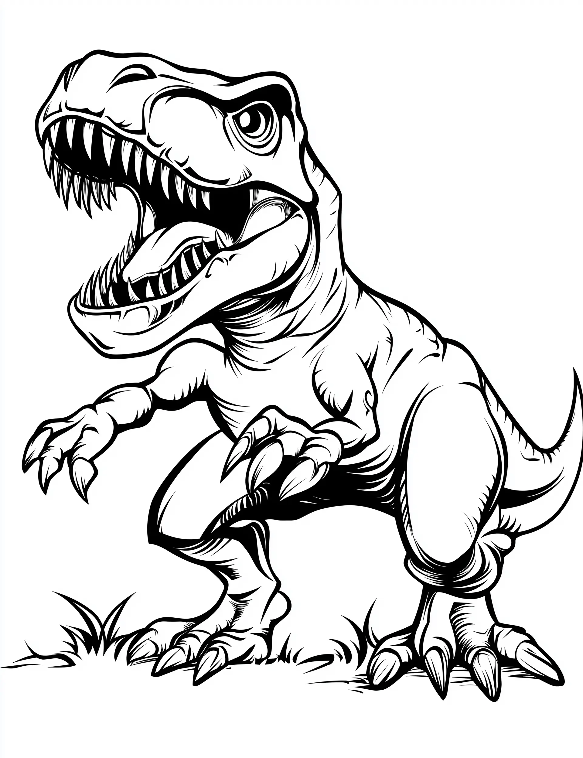 Amazing Tyrannosaurus Rex in Action Coloring Page