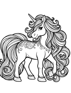 Amazing Unicorn with Flowing Mane Mandala Coloring Page