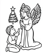 Angel And Child Praying Christmas Coloring Page By Mindset Flow