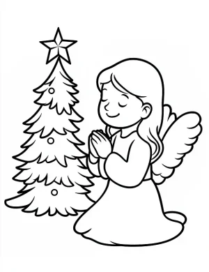 Angel Girl Praying Christmas Coloring Page By Mindset Flow