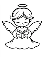 Angel Holding Book Christmas Coloring Page by Mindset Flow