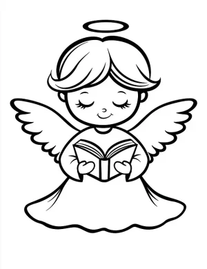 Angel Holding Book Christmas Coloring Page by Mindset Flow