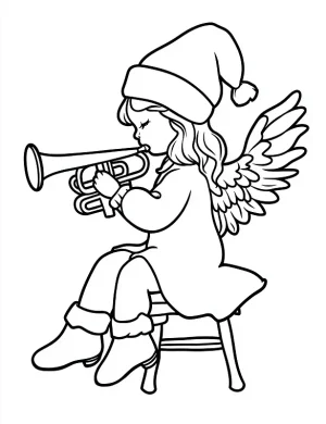 Angel Playing Trumpet Christmas Coloring Page By Mindset Flow