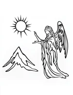 Angel with Mountain and Sun Christmas Coloring Page By Mindset Flow