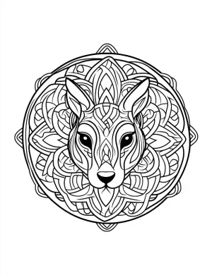Animal Inspired Mandala with Deer Face Intricate Design Coloring Page by Mindset Flow