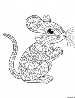 Animal Inspired Mouse Mandala Design Detailed Linework Coloring Page by Mindset Flow