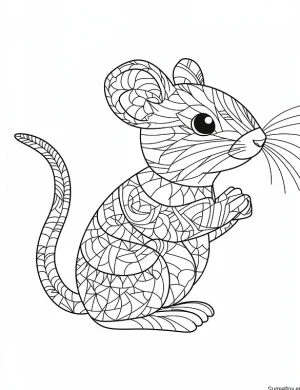 Animal Inspired Mouse Mandala Design Detailed Linework Coloring Page by Mindset Flow
