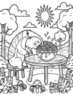 Anteater Enjoying a Bowl of Noodles Coloring Page By Mindset Flow