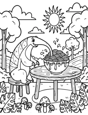 Anteater Enjoying a Bowl of Noodles Coloring Page By Mindset Flow