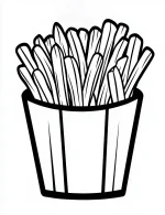 Appealing French Fries in Container Coloring Page by Mindset Flow