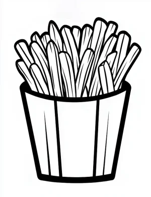 Appealing French Fries in Container Coloring Page by Mindset Flow