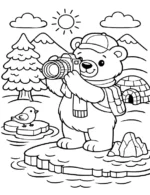 Arctic Photographer Bear Coloring Page By Mindset Flow