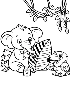 Artistic Baby Elephant Coloring Page By Mindset Flow