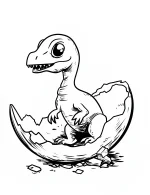 Baby Dinosaur Hatching from Egg Coloring Page