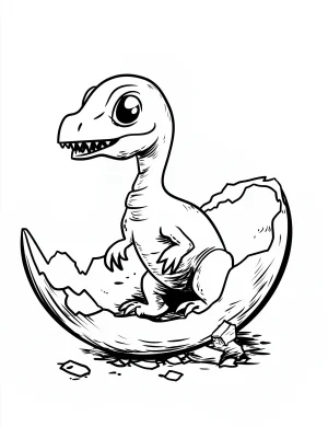 Baby Dinosaur Hatching from Egg Coloring Page