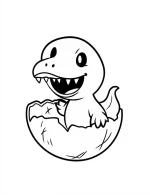 Baby Dinosaur Hatching from Egg Cute Coloring Page