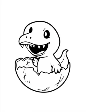 Baby Dinosaur Hatching from Egg Cute Coloring Page