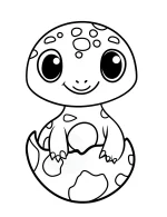 Baby Dinosaur Hatching from Egg with Large Eyes Coloring Page