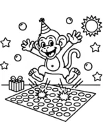 Baby Monkey Jumping on Bubble Wrap Coloring Page By Mindset Flow