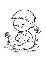 Baby Praying in a Field Christmas Coloring Page By Mindset Flow