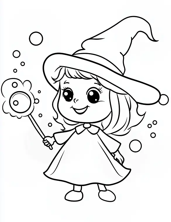 Baby Witch Casting Bubble Spell Halloween Coloring Page by Mindset Flow Baby Witch Casting Bubble Spell Halloween Coloring Page by Mindset Flow