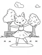 Ballet Dancing Fox in Park Coloring Page by Mindset Flow