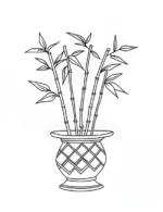 Bamboo Stalks in Decorative Vase Printable Coloring Page
