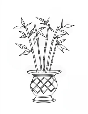 Bamboo Stalks in Decorative Vase Printable Coloring Page