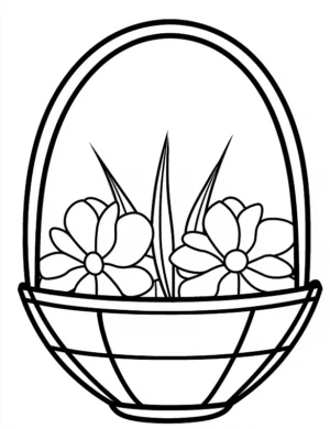 Basket of Blooming Flowers Coloring Page By Mindset Flow