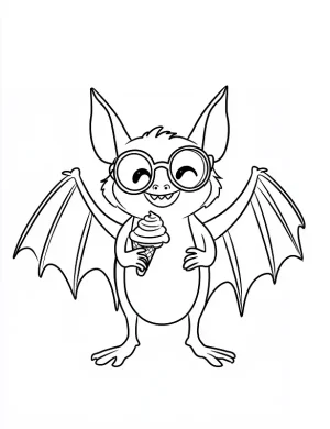 Bat Eating Icecream Coloring Page by Mindset Flow