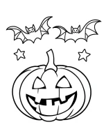 Bats Flying Over Pumpkin Coloring Page by Mindset Flow