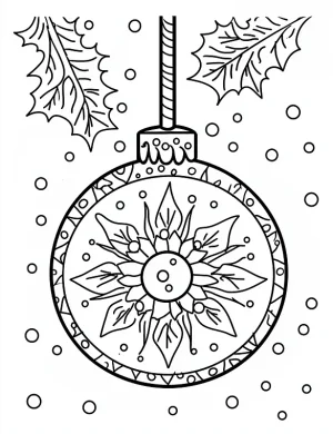 Bauble Ornament With An Intricate Radial Mandala-Like Pattern In the Center Coloring Page by Mindset Flow