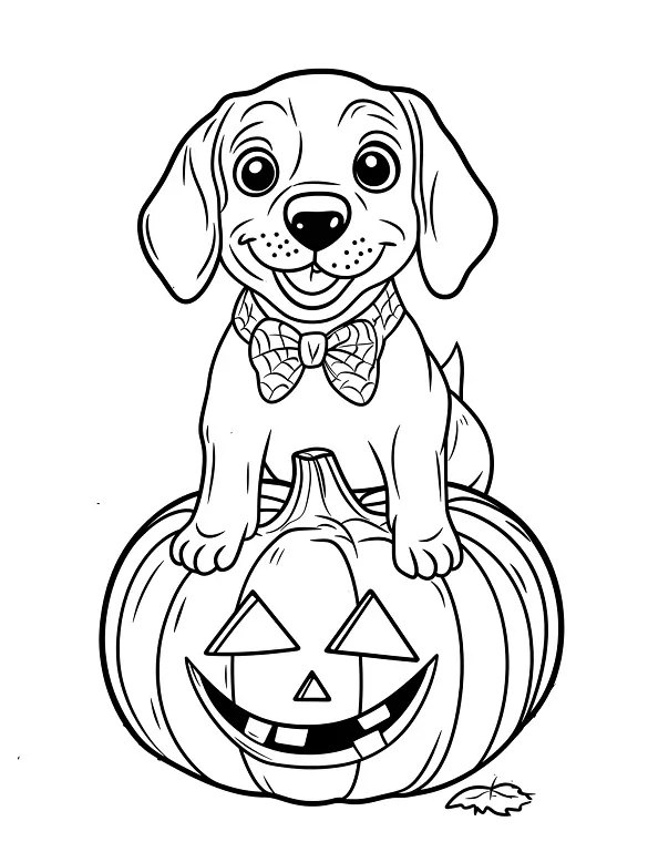 Beagle on Jack O’Lantern Halloween Coloring Page By Mindset Flow
