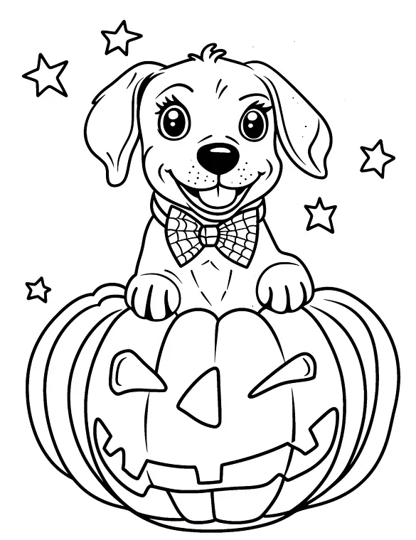 Beagle on Pumpkin Halloween Coloring Page By Mindset Flow