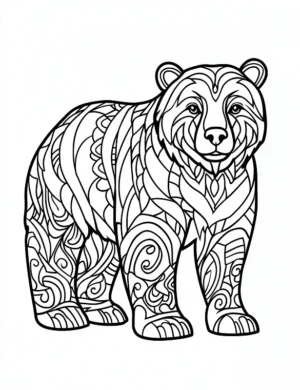 Bear Mandala With Swirling Pattern Details Coloring Page by Mindset Flow