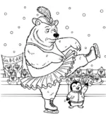 Bear Performing Ice Skating Trick Coloring Page by Mindset Flow